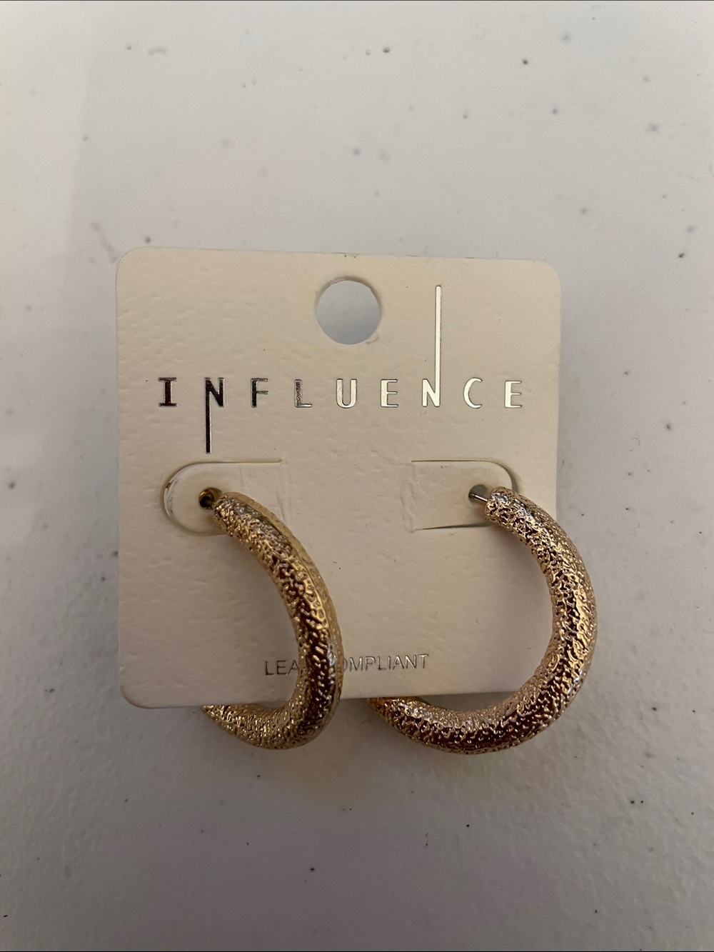 Influence Gold Textured Hoop Earrings - Sculpted Shimmer Hoops